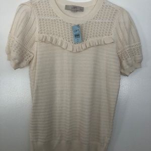 Loft ivory short sleeve sweater